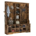 thumbnail image 3 of Uforic 59" Hall Tree with Shoe Storage, Farmhouse Coat Rack with Bench for Entryway Corner Narrow Adjustable Shelf, Brown, 3 of 9