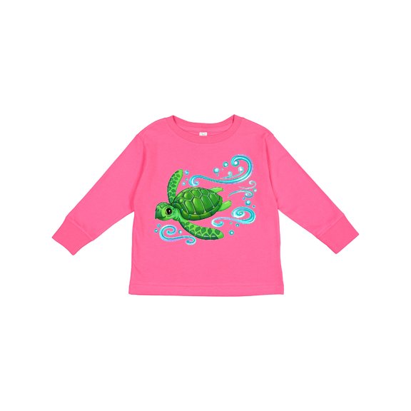 Inktastic Sea Turtle Swimming Boys or Girls Long Sleeve Toddler T-Shirt