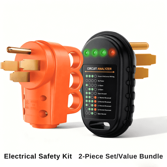 Nilight Electrical Safety Kit, Outlet Circuit Tester with Indicator Lights & Right Angle Plug Adapter, 2-Piece Value Bundle for Home Electrical Safety