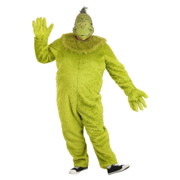 The Grinch Adult Plus Size Deluxe Jumpsuit with Latex Mask