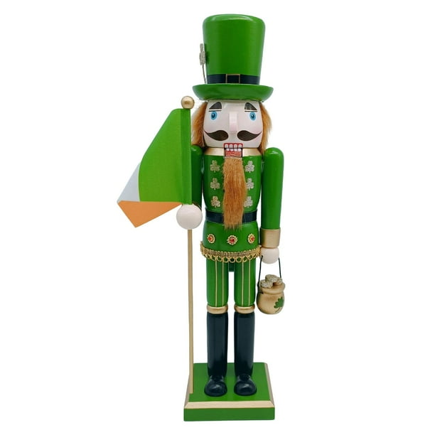 Cascanueces de soldado del Día de San Patricio, uniforme verde, multifuncional, de escritorio, 38 cm Estilo a