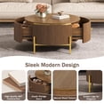 thumbnail image 6 of Harper & Bright Designs Modern Round Coffee Table with 2 large Storage Drawers, Wood Fluted Center Table with Metal Legs, Brown 31.5", 6 of 11