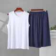 thumbnail image 2 of BaoFuBaoMei Pajamas for Men 2 Piece Set Big and Tall Crew Neck Lounge Sets Tank Top and Shorts Sleepwear Sets Comfy Soft Loungewear with Pockets, 2 of 5