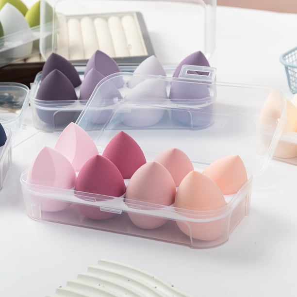 Botella flotante de maquillaje de belleza, huevos que no comen polvo con caja de almacenamiento, esponja de maquillaje, borla de maquillaje para polvos secos y húmedos, de doble uso