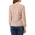 thumbnail image 3 of INSPIRE CHIC Women's Ruffled Sleeve Blouse Frill Neck Self Tie Elegant Chiffon Floral Top S Dark Pink, 3 of 5