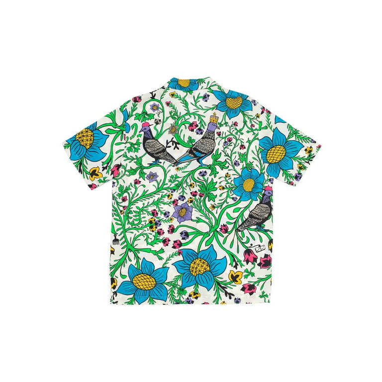 Roberto Lugo Unisex Floral Pigeon Print Rayon Shirt, S-3XL, Artist