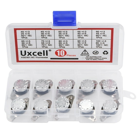 10pcs NC KSD301 Thermostat 40-100°C Temperature Thermal Control Switch 40 45 50 55 60 65 70 80 90 100°C Assortment Kit