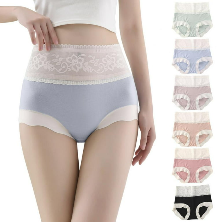 Womens Sexy Lace Underwear Modal Panties High Waist Floral Full Coverage  Seamless Briefs Underpants