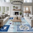 thumbnail image 3 of Summer Ocean Area Rugs 5'x7', Washable Small Throw Rugs for Laundry Room Playroom, Blue Coastal Fish Food Wine Crab Sailboat Indoor Outdoor Rug Non-Slip Low Pile Carpet Runner Reversible Floor Mats, 3 of 8