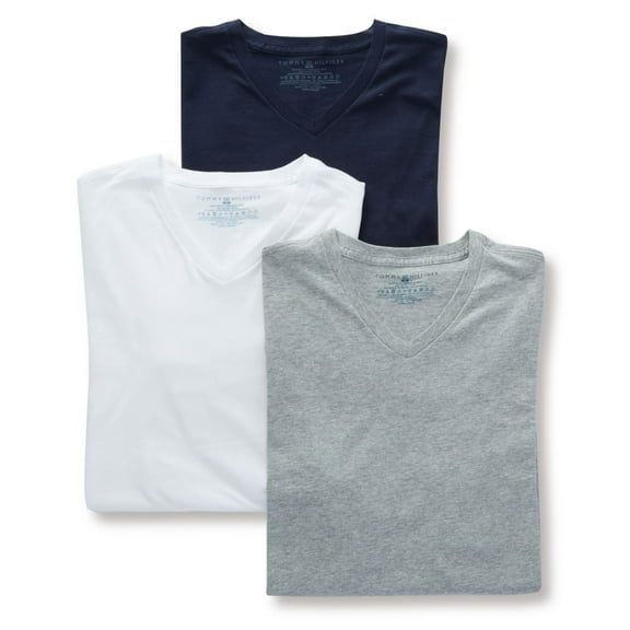 Men's Tommy Hilfiger 09TVN01 Basic 100% Cotton V-Neck - 3 Pack (Multi L)