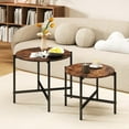 thumbnail image 3 of CRXX Nesting Coffee Table Set of 2, Round Coffee Tables with Wood Tabletop & Heavy-Duty Metal Frame, Modern Circle End Table & Side Tables, Nesting Tables for Living Room, Bedroom-Rustic Brown, 3 of 10