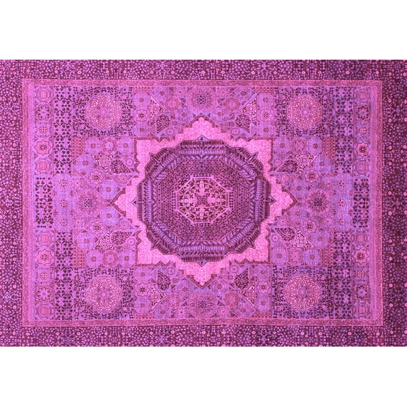 Ahgly Company Indoor Rectangle Oriental Purple Modern Area Rugs, 7' x 10'
