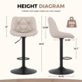 thumbnail image 5 of Set of 2 Adjustable Swivel Bar Stools in Modern Design with Comfortable Upholstered Seat and Durable Metal Frame, 5 of 9