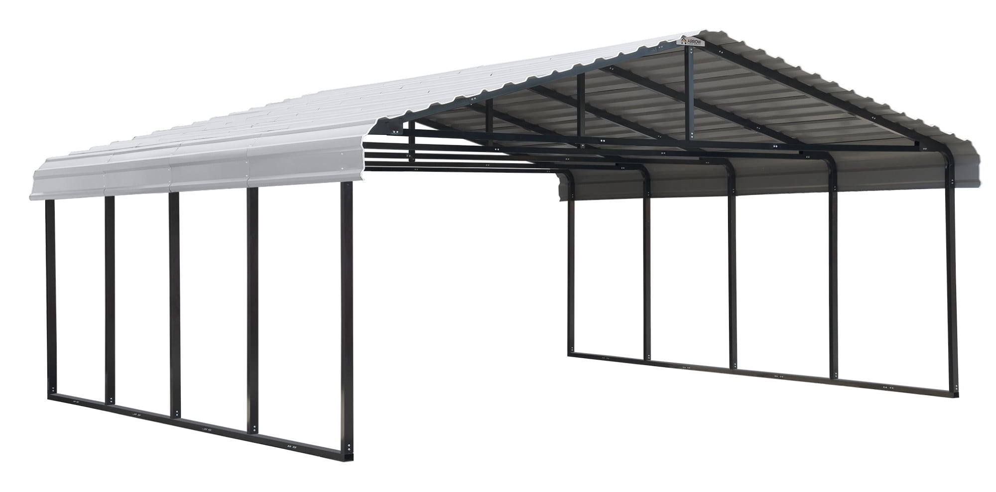 Arrow 20' x 20' x 7' 29-Gauge Carport with Galvanized Steel Roof Panels and Enclosure Kit, Eggshell