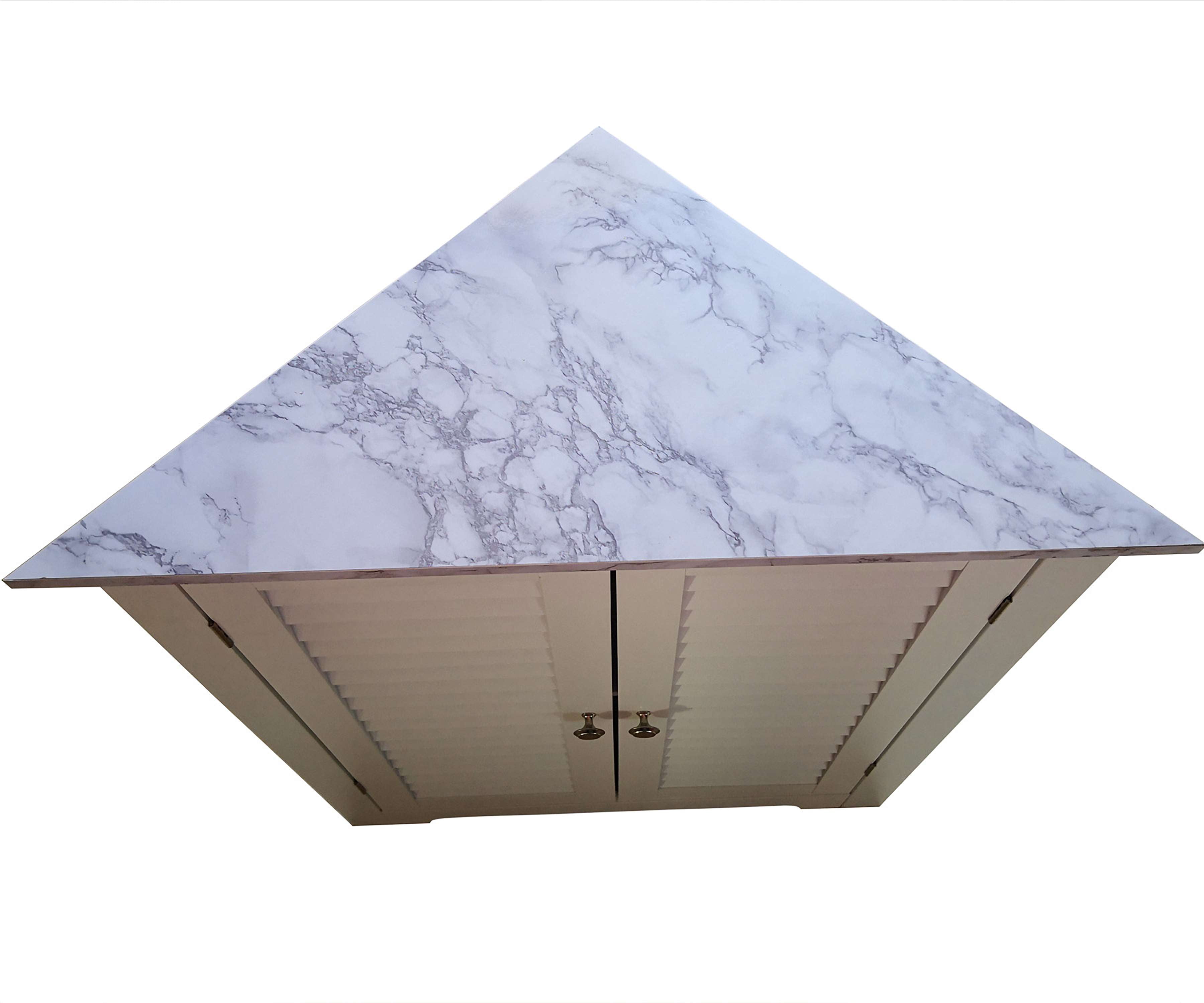 Kings Brand Furniture Freestanding Bathroom Corner Floor Storage Cabinet, White Marble