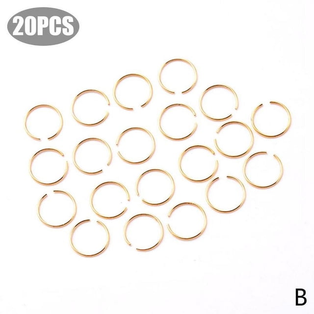 20pcs Multicolor Alloy Adjustable Nose Ring Nose Lips Ring Hoop Clip Ear