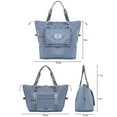 thumbnail image 5 of Spencer Large Travel Tote Bag, Waterproof Expandable Duffel Gym Tote Bag, Weekender Carry on Overnight Bags for Women and Men with Trolley Sleeve Wet Pocket, Travel Duffel Bag, Blue, 5 of 10
