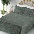 thumbnail image 3 of Ambesonne Abstract Fitted & Flat Sheet with Shams 4 Pcs Set, Dots Circles Shapes Modern, Full, Teal Salmon and Turquoise, 3 of 5