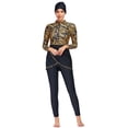thumbnail image 6 of IBTOM CASTLE Womens Muslim Islamic Long Sleeve Burkini Swimsuits Swimwear Modest Hijab Top+Pants Rashguard Full Cover Floral Bathing Suit XL Yellow - Leaves, 6 of 8