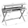 thumbnail image 5 of Lift-Top Writing Desk with Drawers, 44.1" Home Office Computer Desk, Study Table Workstation, Stable Standing Desk Writing Table for Small Space - Grey, 5 of 11