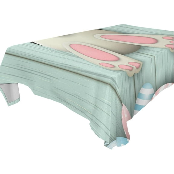 SKYSONIC Easter Bunny Eggs Tablecloth Waterproof Washable Polyester Square Table Cover Durable Tablecloth for Kitchen Dining Table Party Decor (60 X 90 Inch)