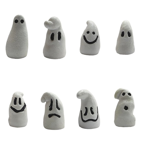 FEISHENTT Glow in the Dark Mini Ghost Figurines 8 Pack, Halloween Decorative Ghost Set