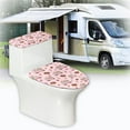 thumbnail image 6 of FORUDESIGNS Dessert Truck Donut Print Toilet Lid Cover Toilet Tank Cover Set of 2, Machine Washable Seat Covers, Adjustable Toilet Tank Lid Protector with Elastic Edge, Easy to Clean, 6 of 8