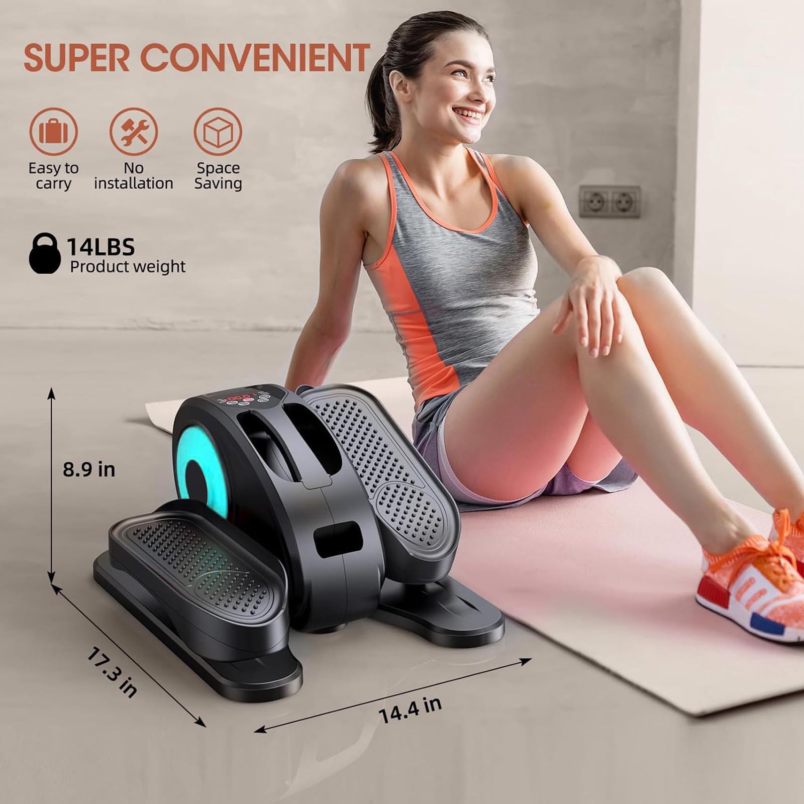 PROHIKER Under Desk Elliptical Machine, Electric Seated Pedal Exerciser Ellipse Leg Exerciser with Remote Control and LCD Display, Leg Exerciser While Sitting for Seniors