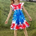 thumbnail image 4 of SGFCWSX Girls Summer Dresses 4th of July American Flag Patriotic Ruffle Sleeve Casual Tiered A-Line Kids Dress Multicolor Size 7-8 Years, 4 of 8