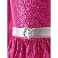 thumbnail image 6 of iEFiEL Kids Girls Single Long Sleeve Gymnastics Ballet Leotard Oblique Shoulder Shiny Sequins Jumpsuit Acrobatics Bodysuit Hot Pink 8, 6 of 7