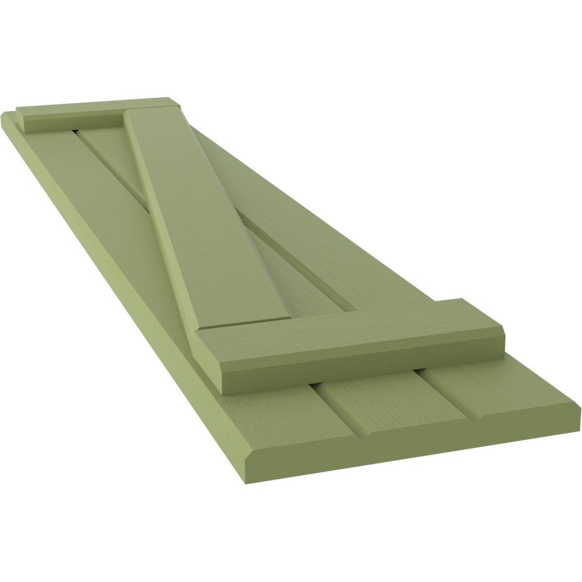 Ekena Millwork 10 1/2"W x 64"H Americraft Three Board (2 Batten) Exterior Real Wood Joined Board-n-Batten Shutters w/ Z-Bar (Per Pair), Moss Green