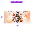 thumbnail image 5 of Hello Fall Bull Terrier Scarf Welcome Autumn with Leaves Pumpkins Wood Key Holder Bully Dog Lovers Gifts Idea Wall-mounted Key Rack Home Decor - 00011, 5 of 5