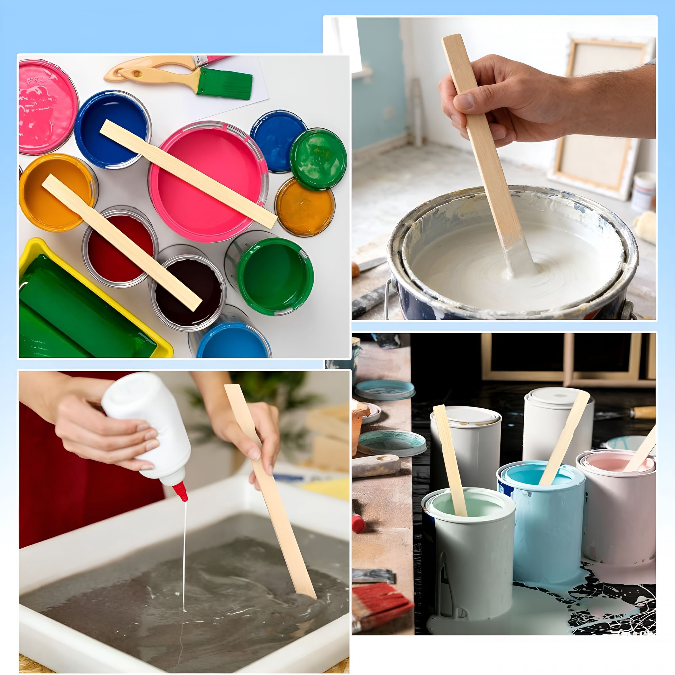CCOCC 120 Pack 12 Inch Wooden Paint Stir Sticks-Multi-Purpose Paint Stirrers for Mixing Paint,Garden Markers,Library Labels&Craft Projects,Durable Unfinished Wood Stir Sticks