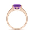 thumbnail image 2 of ANGARA Natural 4 ct Amethyst Split Shank Cocktail Ring with Diamonds in 14K Rose Gold for Women (Size-11x9mm) | February Birthstone, Anniversary, Jewelry Gift for Women | Natural Amethyst Ring, 2 of 9