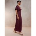 thumbnail image 5 of Womens Elegant Redwood V-Neck Satin Long Dress, 5 of 8