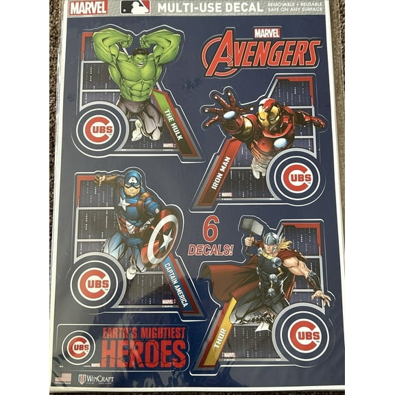 Chicago Cubs / MARVEL Multi-Use 6 Piece Decals 11" x 17"