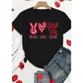 thumbnail image 4 of Camiseta informal de cuello redondo para mujer con diseño de "Flecha de Cupido" y "Amor y Paz". Tejido de algodón suave, elástico y lavable a máquina. Ideal para San Valentín y para cualquier temporad, 4 of 8