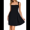 thumbnail image 2 of Robe Courte Sans Manches 2025 pour Femmes, Dos Nu, à Nouer, Encolure Carrée, Robe de Soirée Courte, Noire, P, 2 of 10