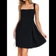 thumbnail image 2 of Vestido Mini Sin Mangas para Mujer (2025), Escote Cuadrado, Espalda Descubierta y Lazo Vestido de Fiesta Corto Negro L, 2 of 10
