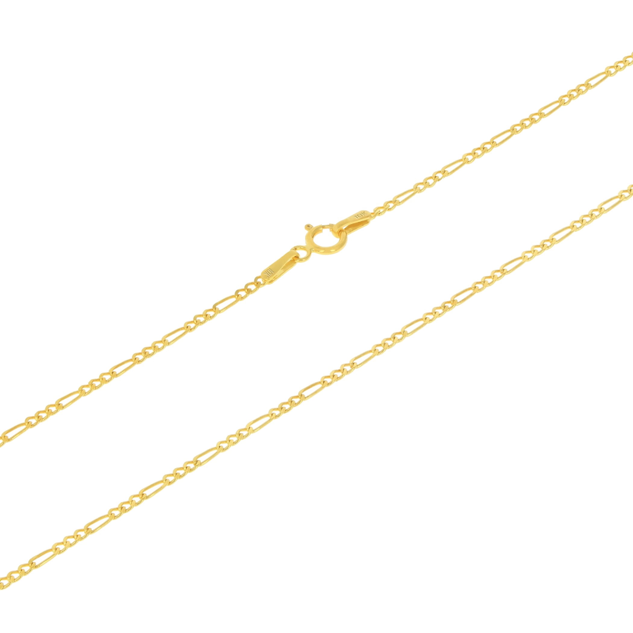 Nuragold 10k Real Yellow Gold Solid Figaro Link 1.75mm Chain Necklace (16"-24") Dainty Italian Jewelry for Men & Women