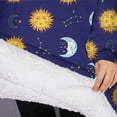 thumbnail image 3 of Oversized Wearable Blanket Hoodie,Blue Sun Moon Constellation Pattern Sherpa Blanket Hoodie with Super Pockets,Super Warm Fuzzy Pullover for Women & Men, 3 of 6