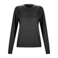 thumbnail image 5 of Womens Pullover Sweaters Loose Fit Long Sleeve Sweaters Round Neck Solid Color Knit Tops Low Cut Womens Fall Sweater Black XXXL, 5 of 5