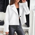 thumbnail image 4 of Women Woolen Jacket - Turn-down Collar Solid Color Single Button Closure Coat Loose Short Type Thermal Long Sleeved Commuting Dating Coat, 4 of 8