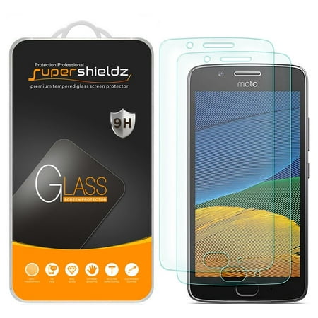 [2-Pack] Supershieldz for Motorola Moto G5 Tempered Glass Screen Protector, Anti-Scratch, Anti-Fingerprint, Bubble Free