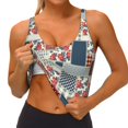 thumbnail image 3 of Balery Patchwork In Country Style Sujetadores deportivos con espalda cruzada para mujer, acolchados, sin costuras, de alto impacto, ideales para yoga, gimnasio, entrenamiento y fitness.-XX-Large, 3 of 8