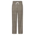thumbnail image 5 of Brown Beige Subtle Plaid Fabric Winter Female Pants Flannel High Waist Women Pants Lady Warm Straight Leg Plush Trousers, 5 of 7