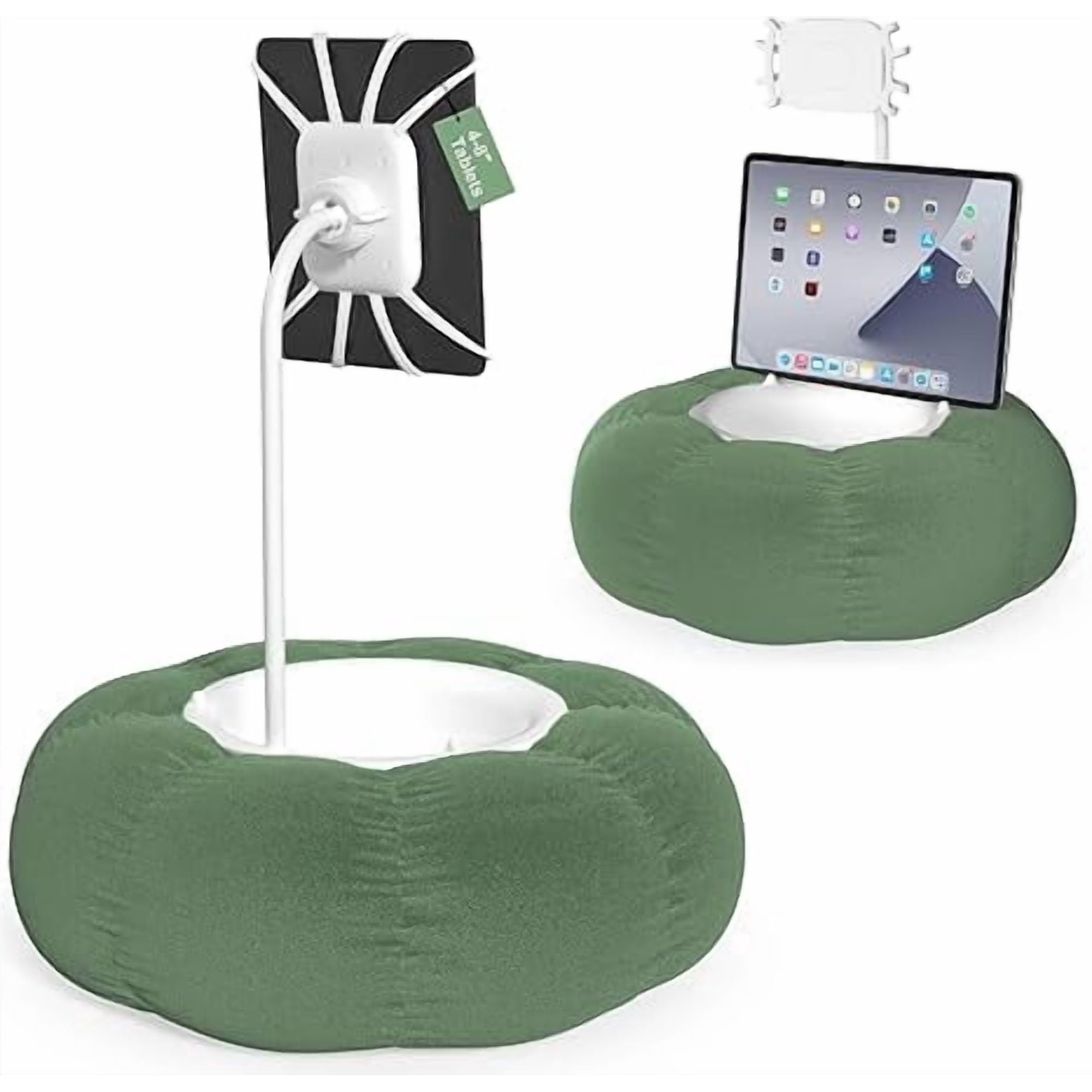 Lap Kindle Pillow Stand with Silicone Holder for Kindle Accessories and Phones (4.7"-8") & Adjustable iPad Stand for Desk with Snack Bowl for Tablets(8"-15.5")-Ideal for Hands-Free Reading