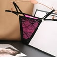 thumbnail image 2 of Womens Sexy Low Waist Satin Through Transparent Hollow Lace Thong Panties, 2 of 2