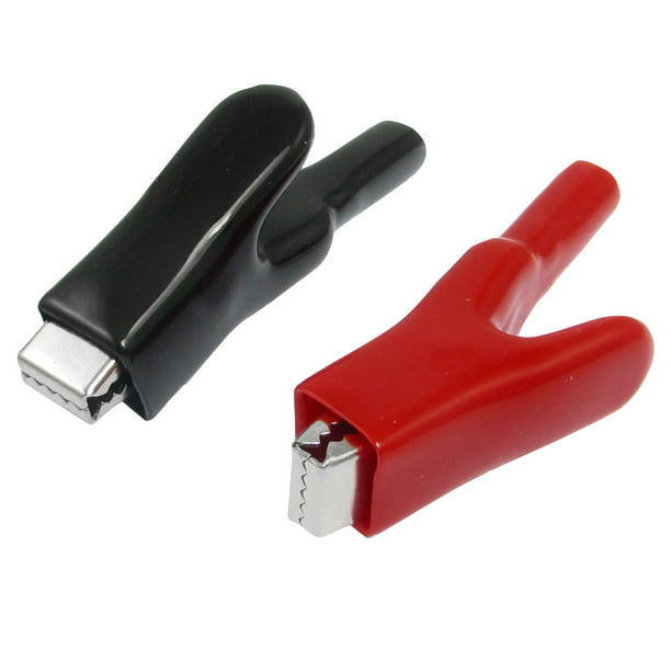 2pcs Noir Rouge Enduit Plastique Souple Clips Isolés Pinces 100A 955mm