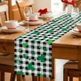 thumbnail image 5 of St. Patrick's Day Table Runner - 60 Inch Long Spring Green Shamrock Checkered Buffalo Cotton and Linen Blended Dress Scarves Farmhouse Table Runner for Kitchen Dining, Coffee Table, 13" x 60", 5 of 8